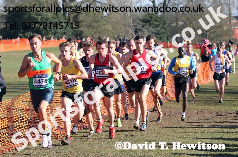 Charlie Hulson (North Wales) leads the senior mens Inter Counties Cross Country,  Cofton Park, Birmingham. Photo: David T. Hewitson/Sports for All Pics